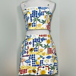 Patterned Two Piece Skirt Set